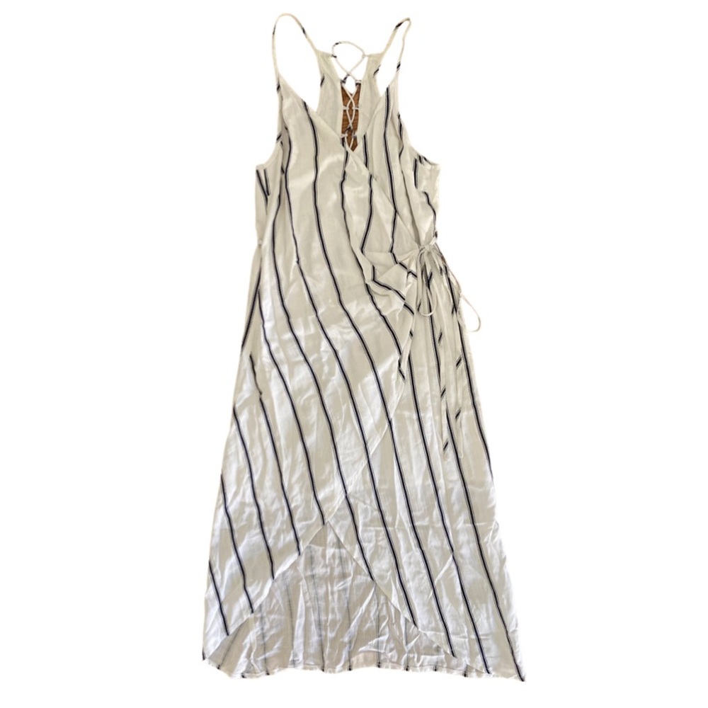 LF Seek the Label White with Black Stripes Wrap Dress - Picture 2 of 5
